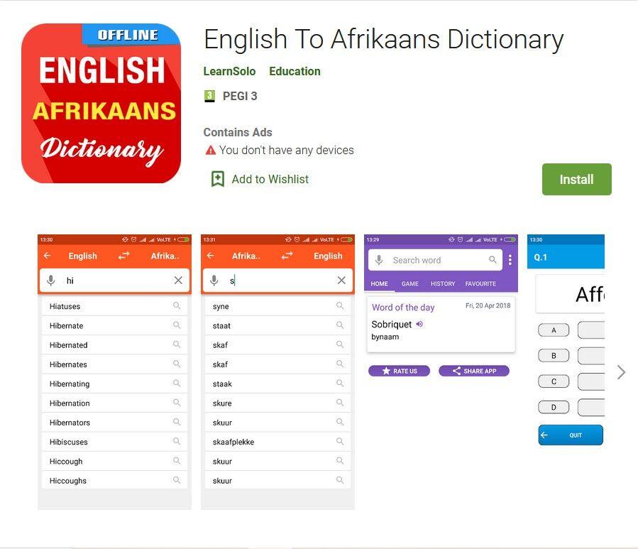 Afrikaans dictionary Android