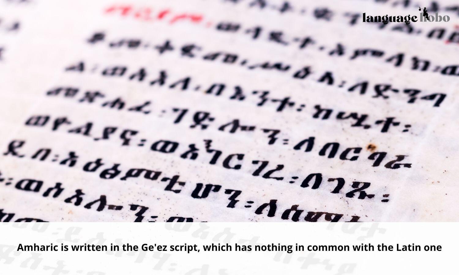 Amharic written in geez