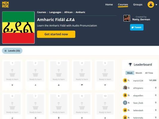 Memrise Amharic alphabet course