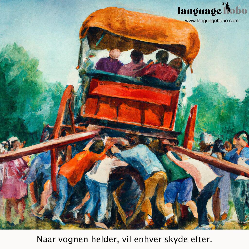 When a waggon is tilting, everyone gives it a shove