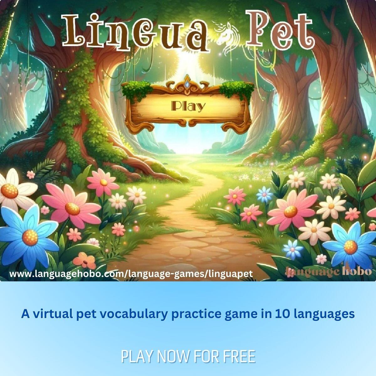 Lingua Pet - virtual pet language vocabulary game online