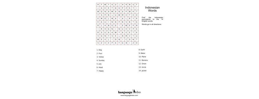 Indonesian Word Search Puzzle [FREE PDF DOWNLOAD]