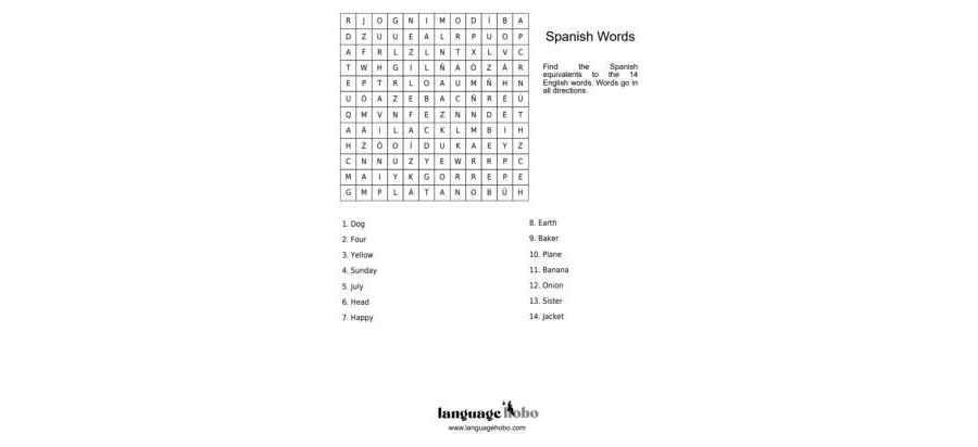 Spanish Word Search Puzzle [FREE PDF DOWNLOAD]
