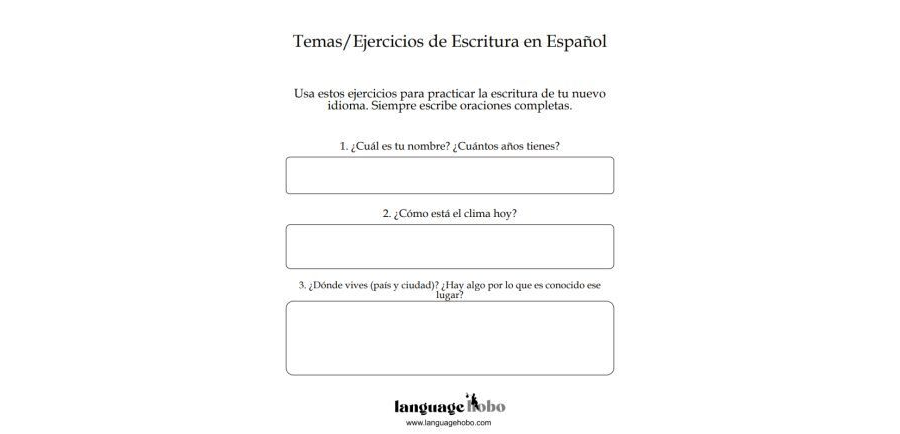 20 Spanish Writing Prompts/Exercises [FREE PDF DOWNLOAD]